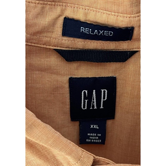 Gap Relaxed Button Up Shirt Mens Size XXL Orange Long Sleeve Chest Pocket - Picture 3 of 9